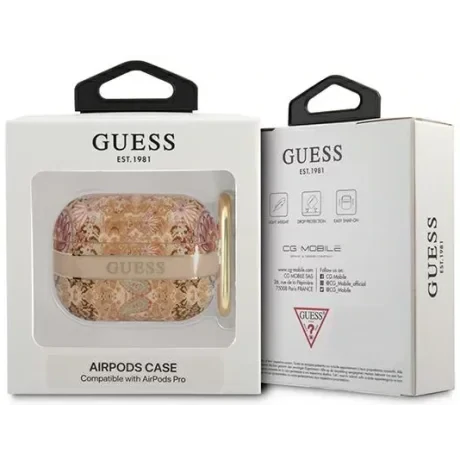 Husa Guess pentru Airpods Pro Paisley Auriu