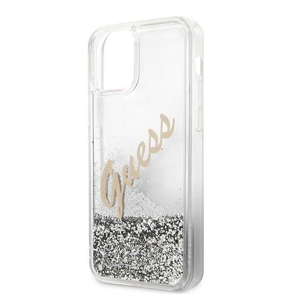 Husa Guess pentru iPhone Hard Glitter Vintage iPhone 12 Pro Max Argintiu thumb