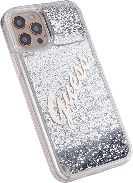 Husa Guess pentru iPhone Hard Glitter Vintage iPhone 12 Pro Max Argintiu thumb