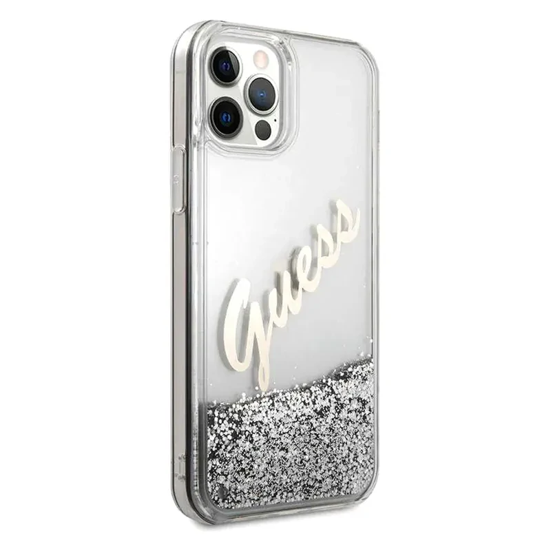 Husa Guess pentru iPhone Hard Glitter Vintage iPhone 12 Pro Max Argintiu thumb