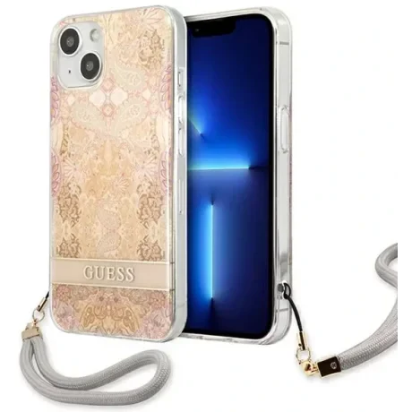 Husa Cover Guess Gold Flower Cord pentru iPhone 13 Mini