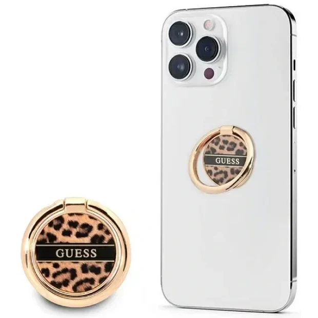 Suport Telefon Guess Ring Leopard Maro