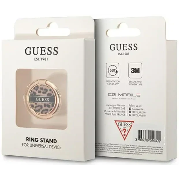 Suport Telefon Guess Ring Leopard Maro