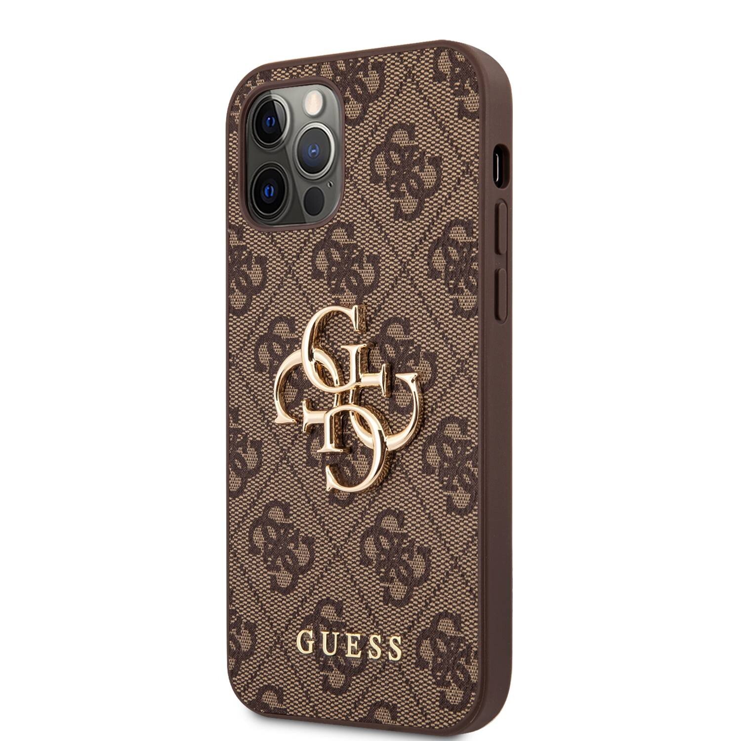 Husa Cover Guess Metal Logo pentru iPhone 12/12 Pro Brown thumb