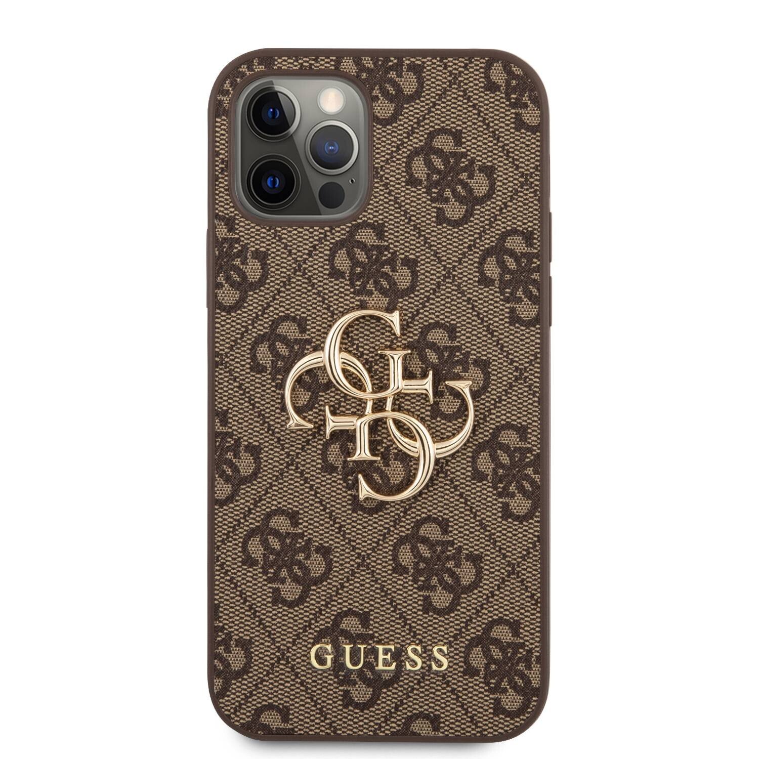 Husa Cover Guess Metal Logo pentru iPhone 12/12 Pro Brown thumb