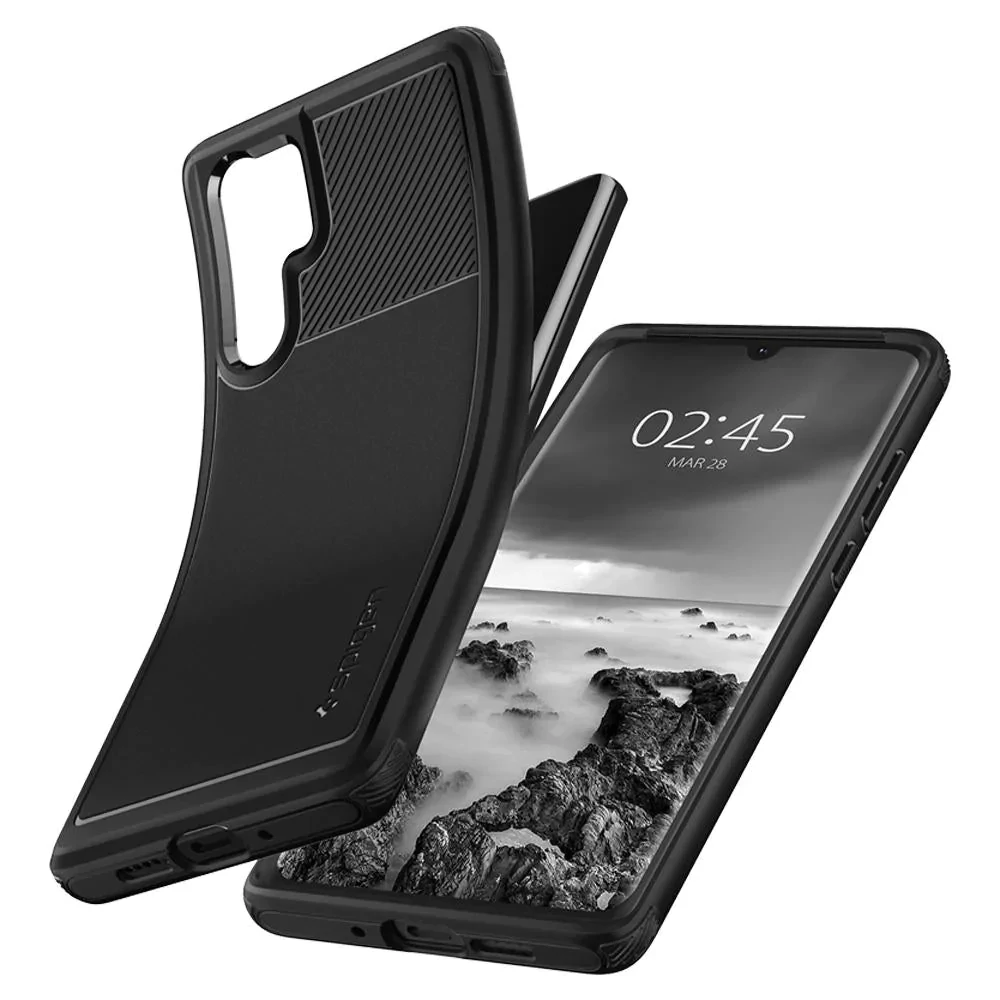 Husa Cover Silicon Huawei P30 Pro Negru Rugged Armor Spigen thumb