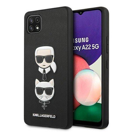 Husa Cover Karl Lagerfeld Saffiano Head pentru Samsung Galaxy A22 5G Black thumb