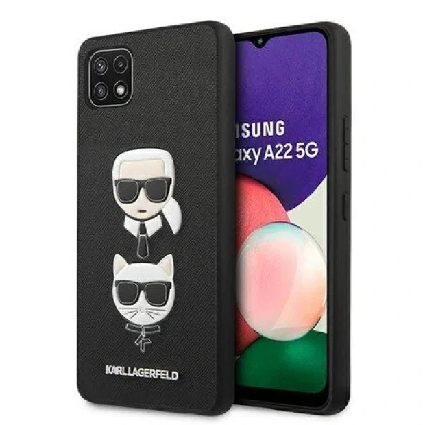 Husa Cover Karl Lagerfeld Saffiano Head pentru Samsung Galaxy A22 5G Black