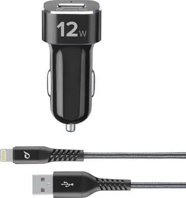 Set Incarcator Auto+Cablu Cellularline 12V Lightning pentru iPhone iPad iPod Negru thumb