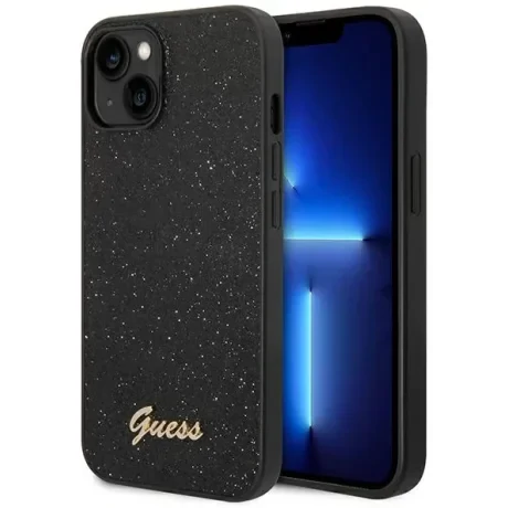 Husa Cover Guess Glitter PC/TPU Flakes Metal Logo pentru iPhone 13/14 Black