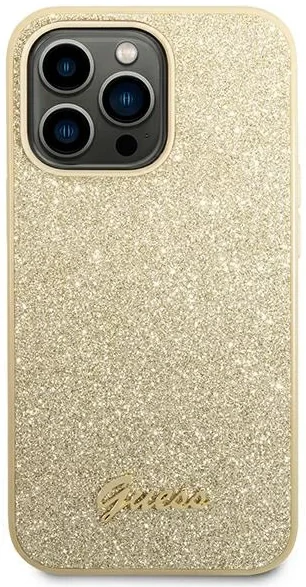 Husa Cover Guess Glitter PC/TPU Flakes Metal Logo pentru iPhone 13/14 Gold thumb