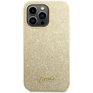 Husa Cover Guess Glitter PC/TPU Flakes Metal Logo pentru iPhone 13/14 Gold