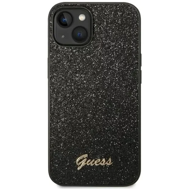 Husa Cover Guess Glitter PC/TPU Flakes Metal Logo pentru iPhone 14 Plus Black