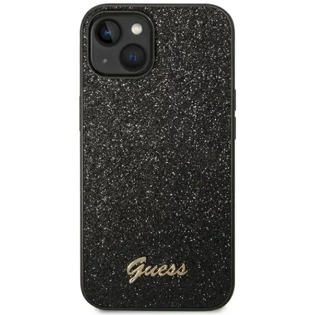 Husa Cover Guess Glitter PC/TPU Flakes Metal Logo pentru iPhone 14 Pro Black