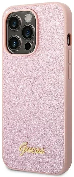 Husa Cover Guess Glitter PC/TPU Flakes Metal Logo pentru iPhone 14 Pro Pink thumb