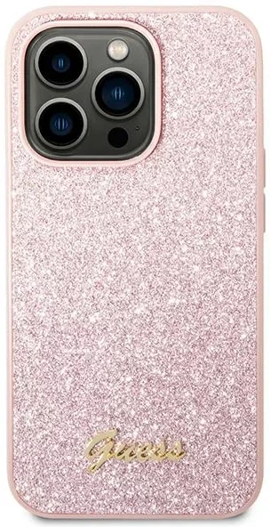 Husa Cover Guess Glitter PC/TPU Flakes Metal Logo pentru iPhone 14 Pro Pink thumb