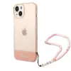 Husa Cover Guess PC/TPU Camera Outline with Strap pentru iPhone 13/14 Translucent