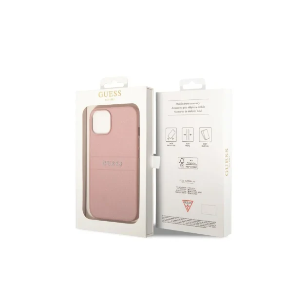 Husa Cover Guess PU Leather Saffiano pentru iPhone 14 Plus Pink