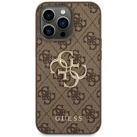 Husa Spate Guess PU Metal Logo pentru iPhone 14 Pro Max Brown