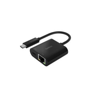 Adaptor Belkin USB-C la Ethernet + Incărcare (60W PD) Negru