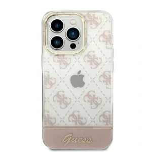 Husa Cover Guess PC/TPU Peony Script Logo Glitter pentru iPhone 14 Pro Pink