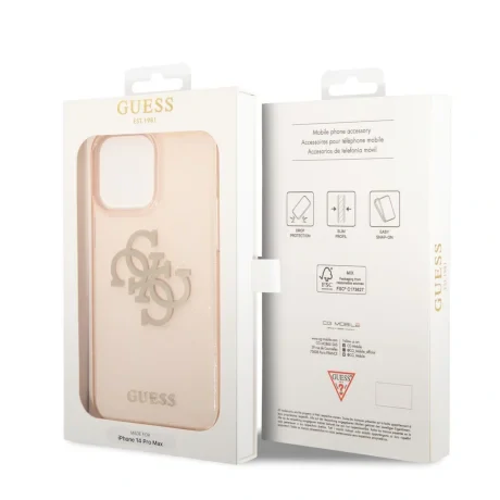 Husa Cover Guess TPU 4G Full Glitter pentru iPhone 14 Pro Max Gold