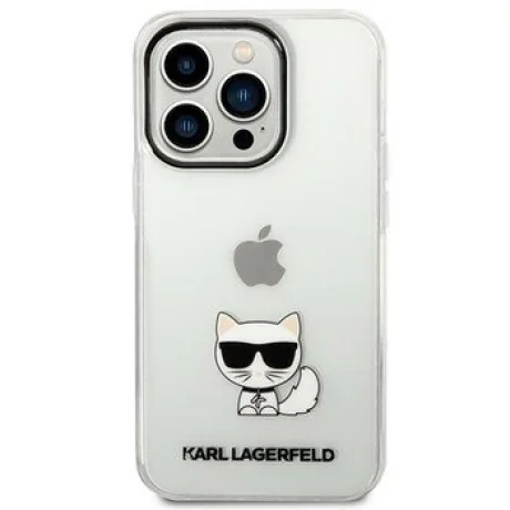 Husa Cover Karl Lagerfeld Choupette Logo pentru iPhone 14 Pro Clear