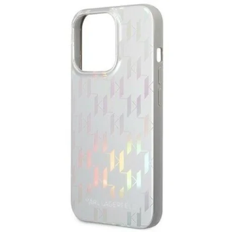Husa Cover Karl Lagerfeld Iridescent Monogram pentru iPhone 13/14 Silver