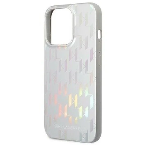 Husa Cover Karl Lagerfeld Iridescent Monogram pentru iPhone 13/14 Silver