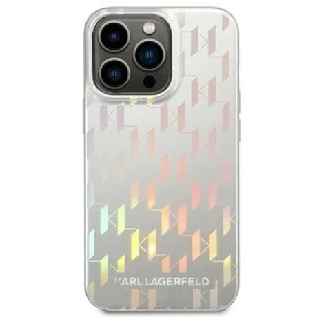 Husa Cover Karl Lagerfeld Iridescent Monogram pentru iPhone 13/14 Silver