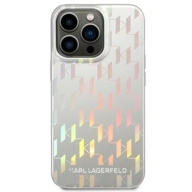 Husa Cover Karl Lagerfeld Iridescent Monogram pentru iPhone 13/14 Silver