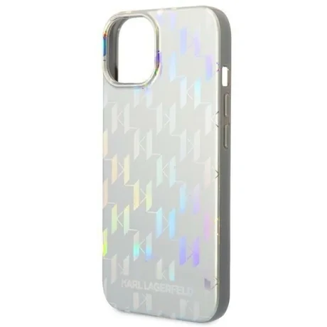 Husa Cover Karl Lagerfeld Iridescent Monogram pentru iPhone 14 Plus Silver
