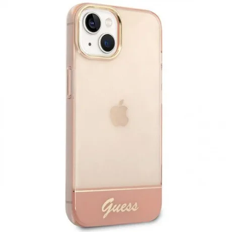 Husa Cover Guess PC/TPU Camera Outline Translucent pentru iPhone 14 Pro Pink