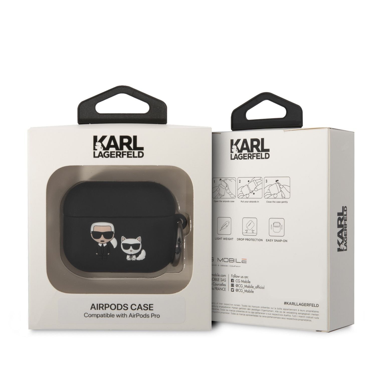 Husa Karl Lagerfeld and Choupette Silicon pentru Airpods Pro Black thumb