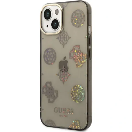 Husa Cover Guess PC/TPU Peony Glitter pentru iPhone 14 Plus Black