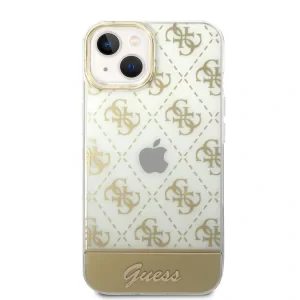 Husa Cover Guess PC/TPU Peony Script Logo Glitter pentru iPhone 14 Pro Gold