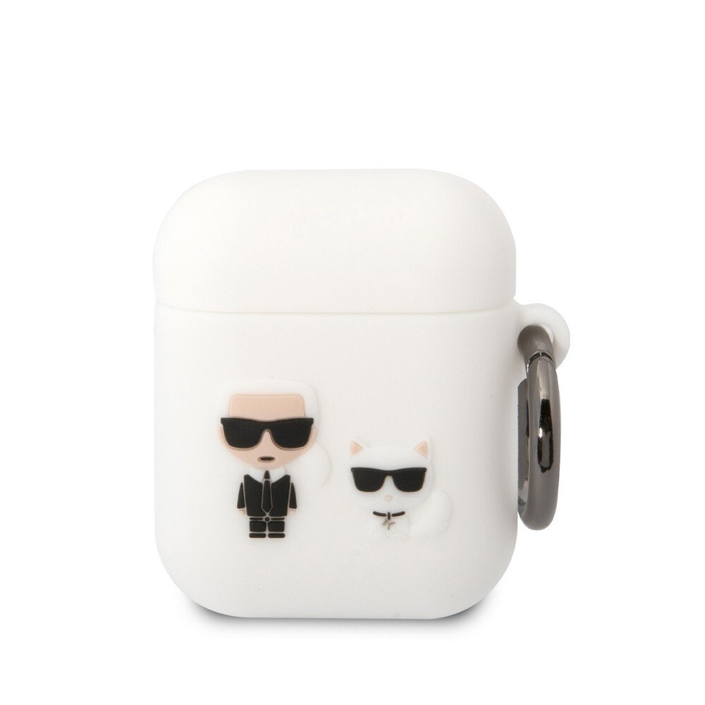 Husa Karl Lagerfeld and Choupette Silicon pentru Airpods 1/2 Alb thumb