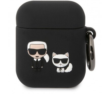 Husa Karl Lagerfeld and Choupette Silicon pentru Airpods 1/2 Black thumb