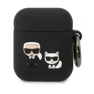 Husa Karl Lagerfeld and Choupette Silicon pentru Airpods 1/2 Black