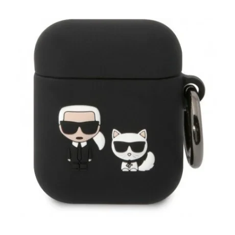 Husa Karl Lagerfeld and Choupette Silicon pentru Airpods 1/2 Black