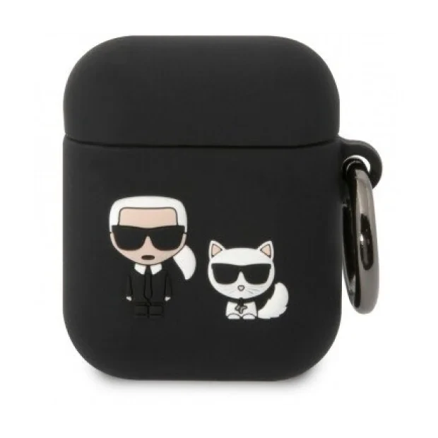 Husa Karl Lagerfeld and Choupette Silicon pentru Airpods 1/2 Black