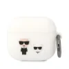 Husa Karl Lagerfeld and Choupette Silicon pentru Airpods 3 Alb