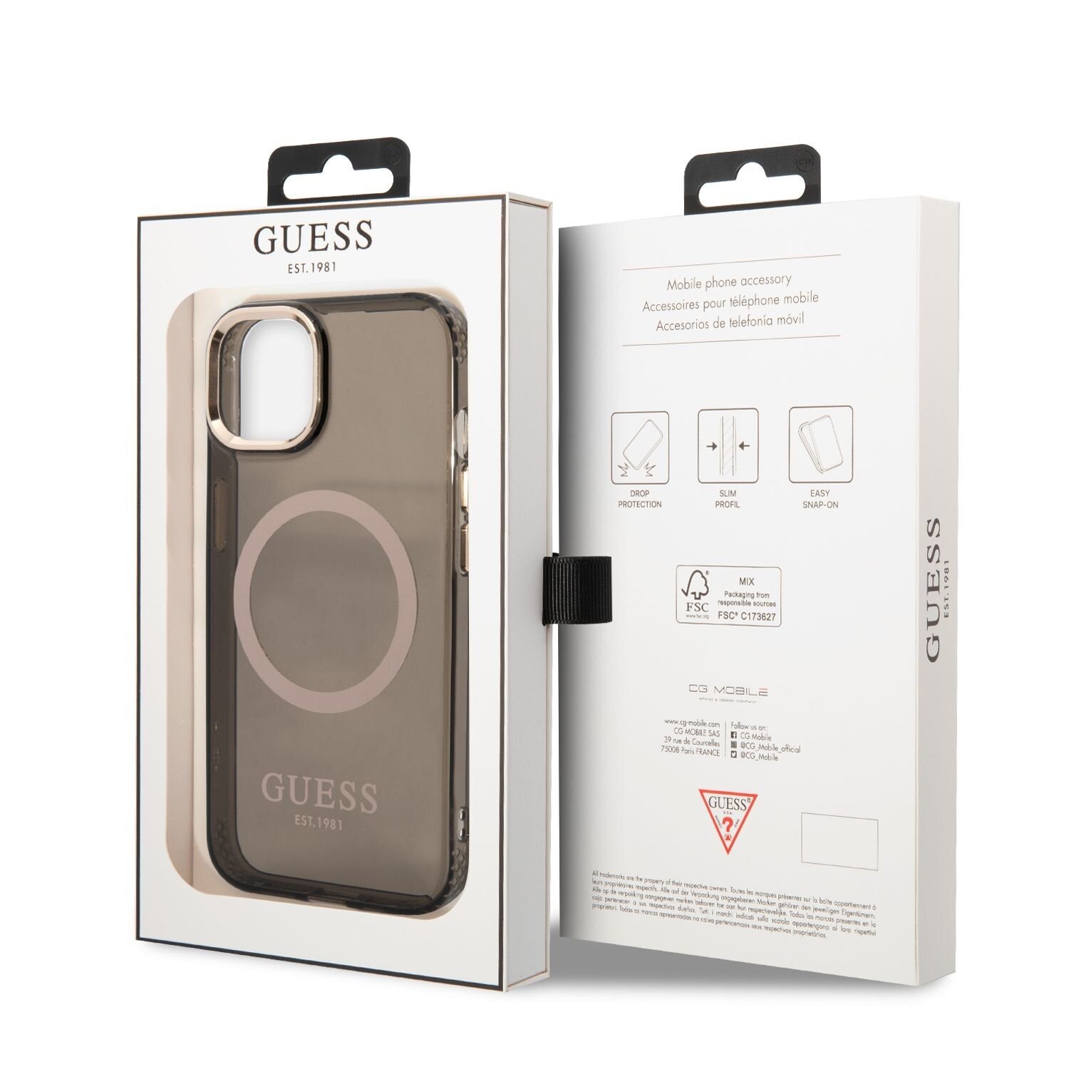 Husa Cover Guess Translucent MagSafe pentru iPhone 13/14 Black thumb
