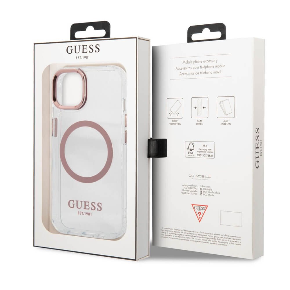 Husa Cover Guess Transparent MagSafe pentru iPhone 13 Pro Max Pink thumb