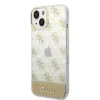 Husa Cover Guess PC/TPU Peony Glitter Script Logo pentru iPhone 14 Plus Gold