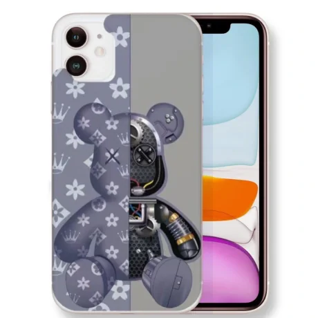 Husa Fashion Mobico pentru iPhone 14 Robot Teddy Bear Gray