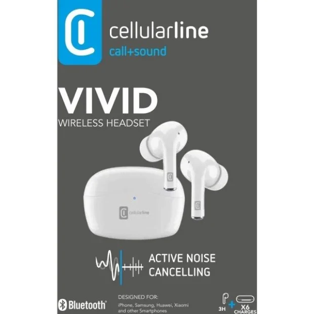Casti Audio Bluetooth Cellularline Vivid BTVIVIDTWSW White
