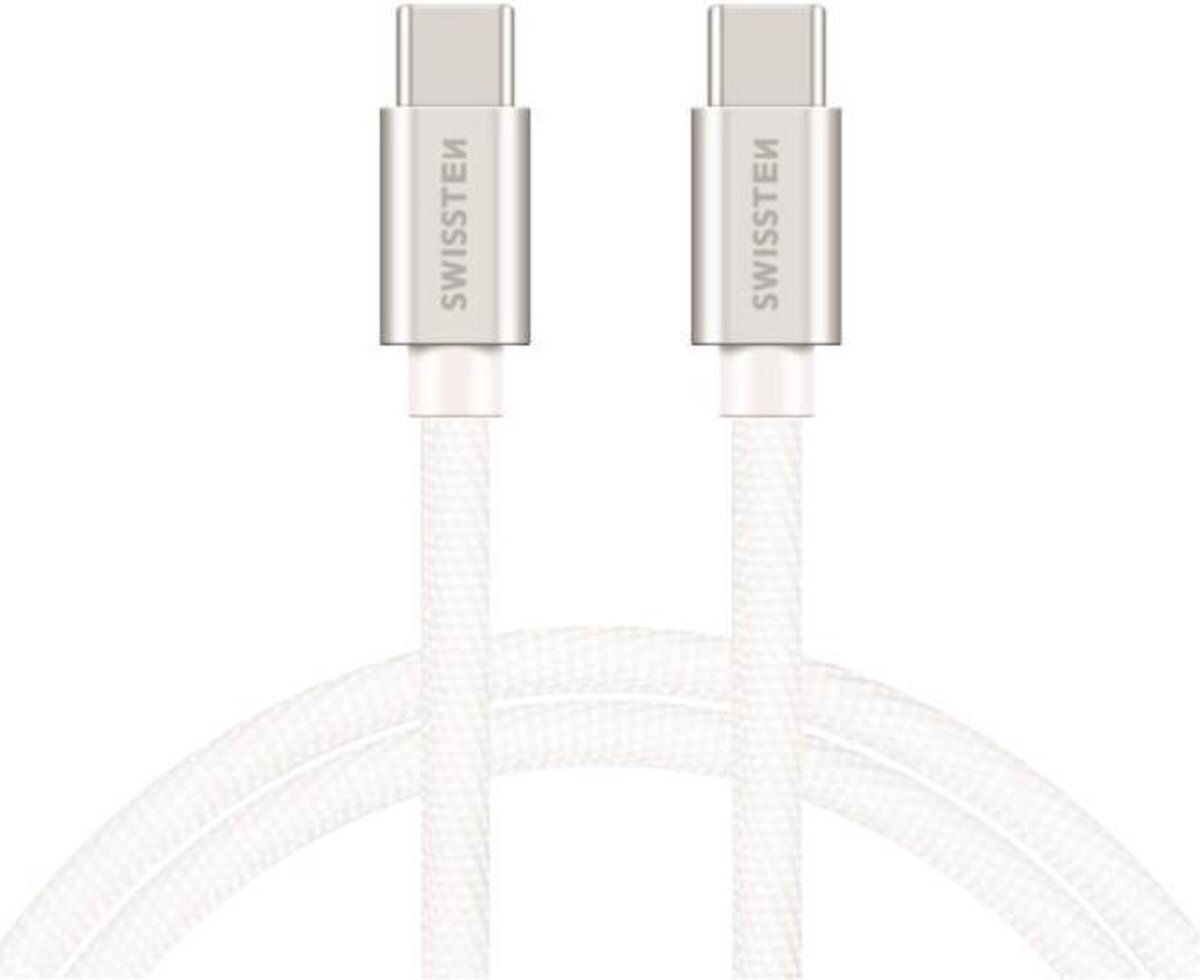 Cablu Date Swissten USB-C to USB-C Textil 1.2M Argintiu thumb