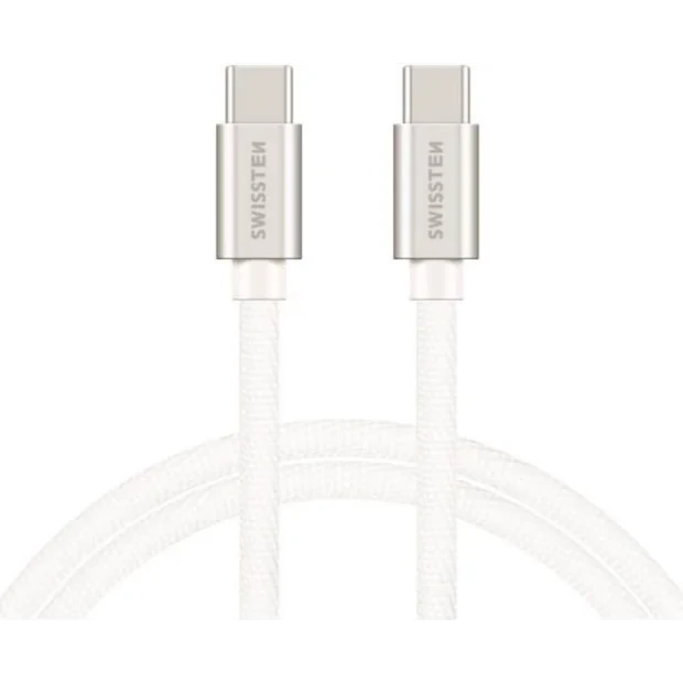 Cablu Date Swissten USB-C to USB-C Textil 1.2M Argintiu