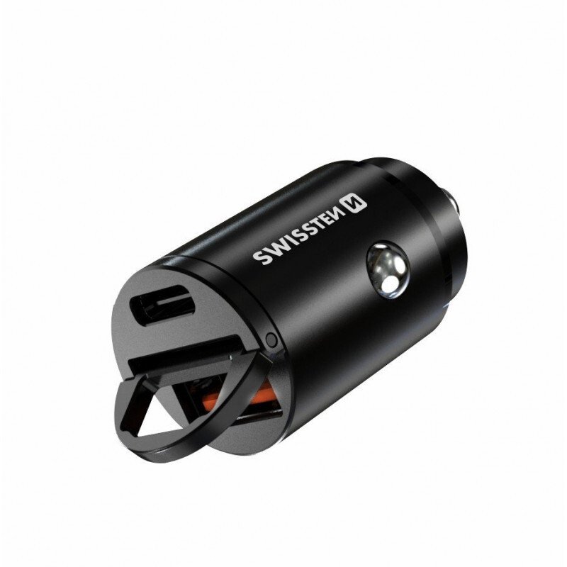 Incarcator Auto Swissten USB-C plus Super Charge 3.0 Nano 30W Negru thumb